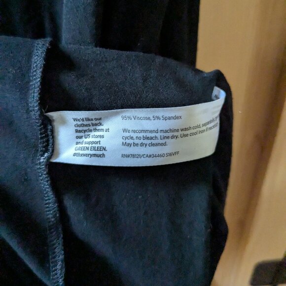 Eileen Fisher Tank Dress Medium Black Jersey Swing Sleeveless Viscose Crewneck - Picture 7 of 9